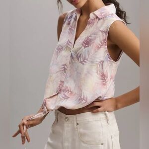 NWT Size XL - Cloth & Stone Sleeveless Linen Buttondown Tank